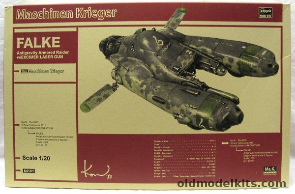 Hasegawa 1/20 SF3D Falke Antigravity Armored Raider - with Excimer Laser Gun and Figure - Maschinen Krieger (Ma.K ZBV3000), 64001 plastic model kit